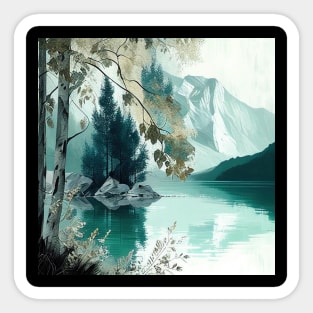 Teal Mountain lake Sticker